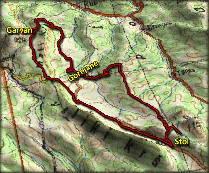 Mapa vožnje oko Malog Krša