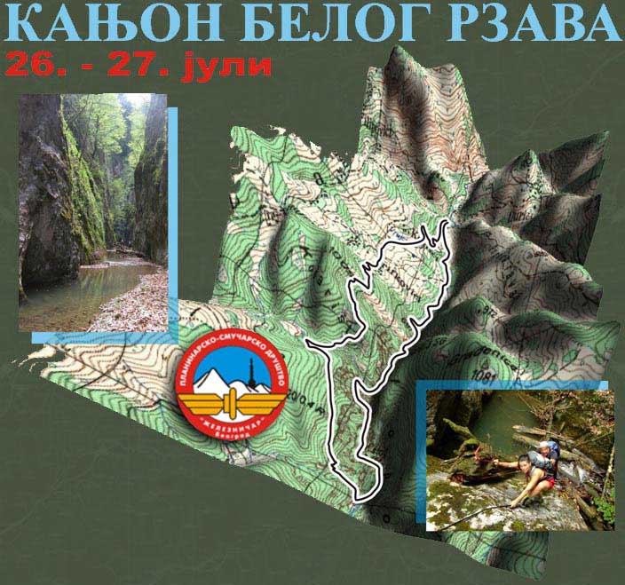 Trasa prolaza od Đurića kroz kanjon Belog Rzava i natrag