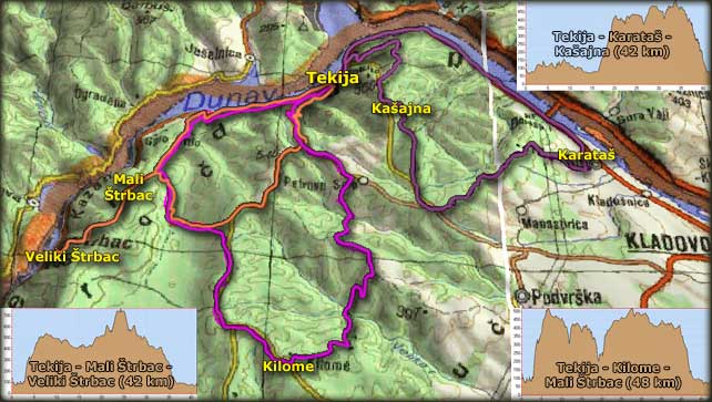 Trase bajkerskih tura na Miroču od 8. do 10. avgusta 2008.