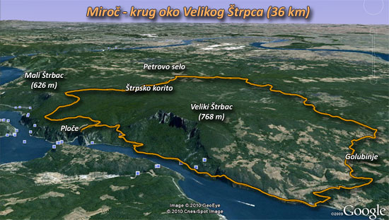 Mapa fribajking vožnje oko Velikog Štrpca