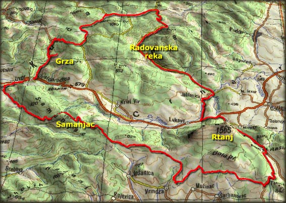 Trasa vožnje Rtanj - Grza i nazad (oba dana)